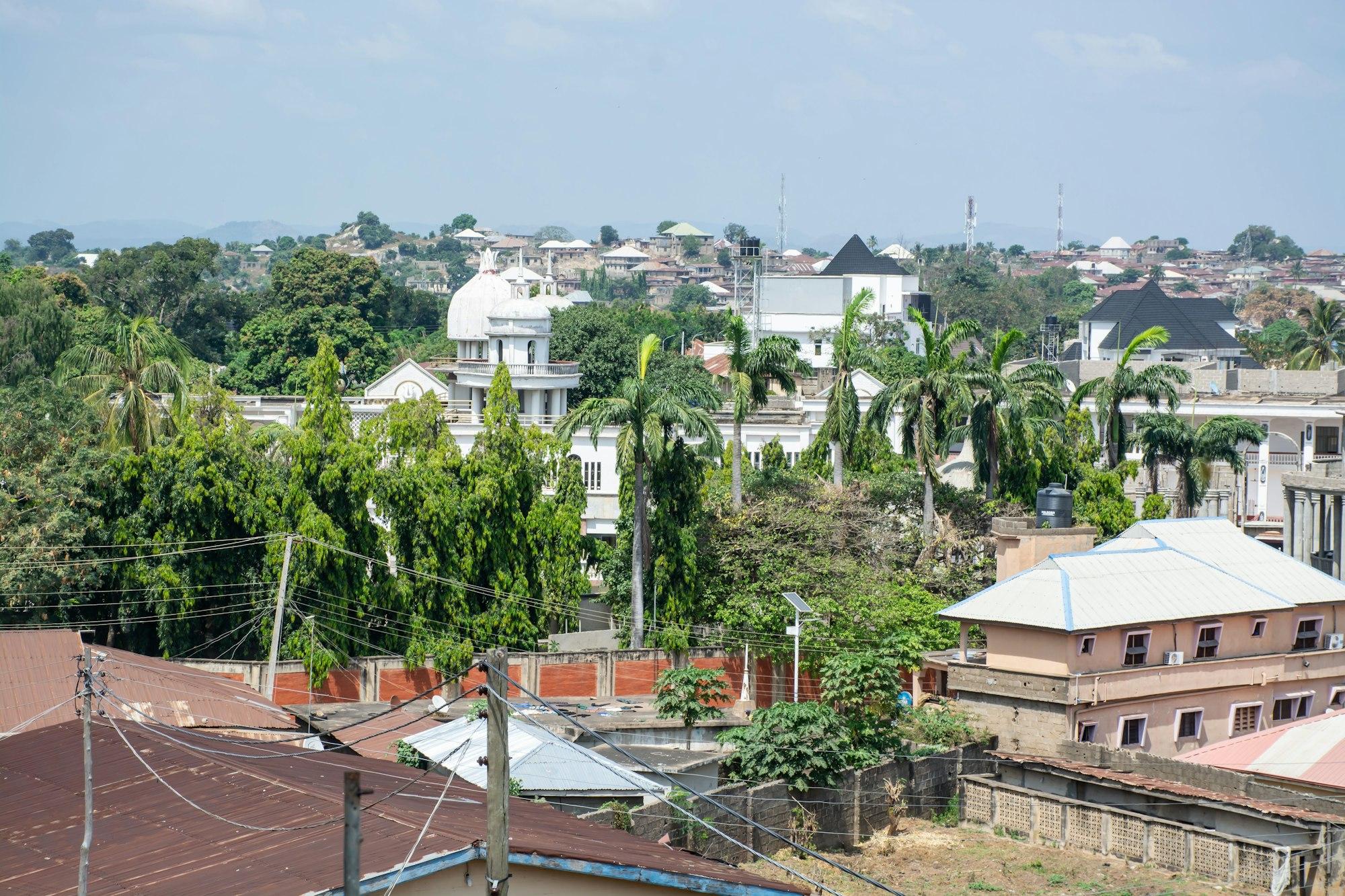 Aerial view of a green Nigerian residential neighbourhood