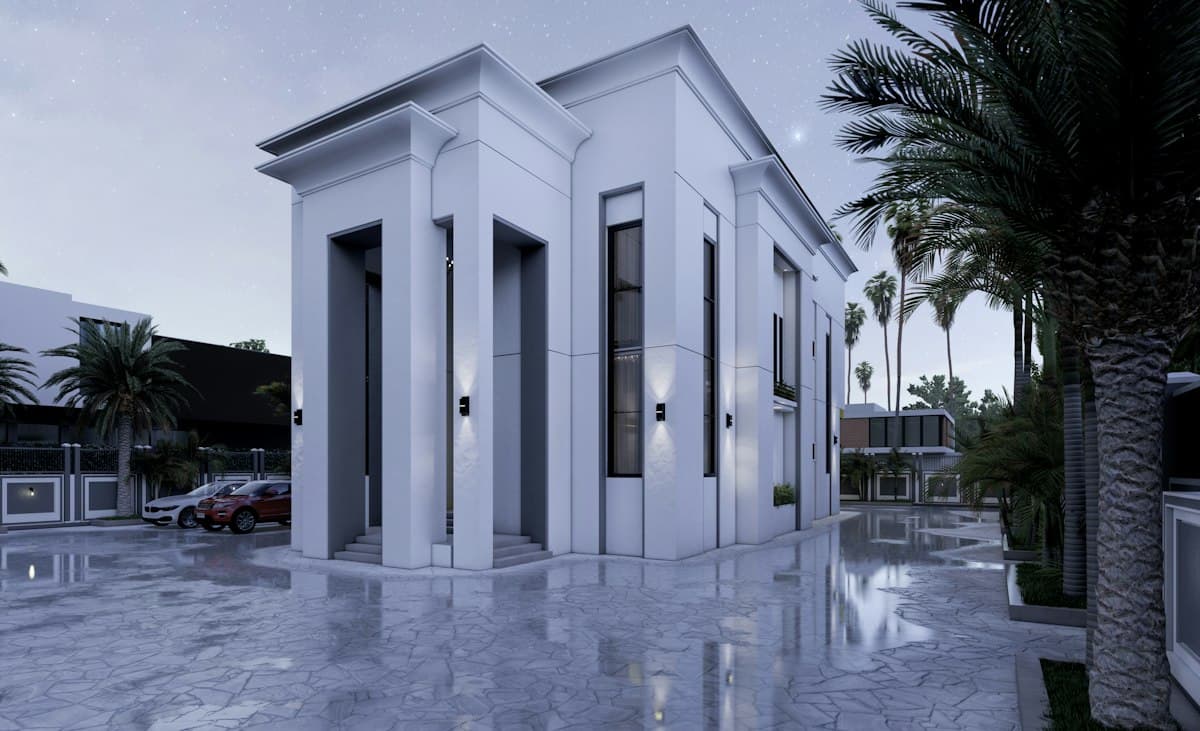 Modern white two-storey home